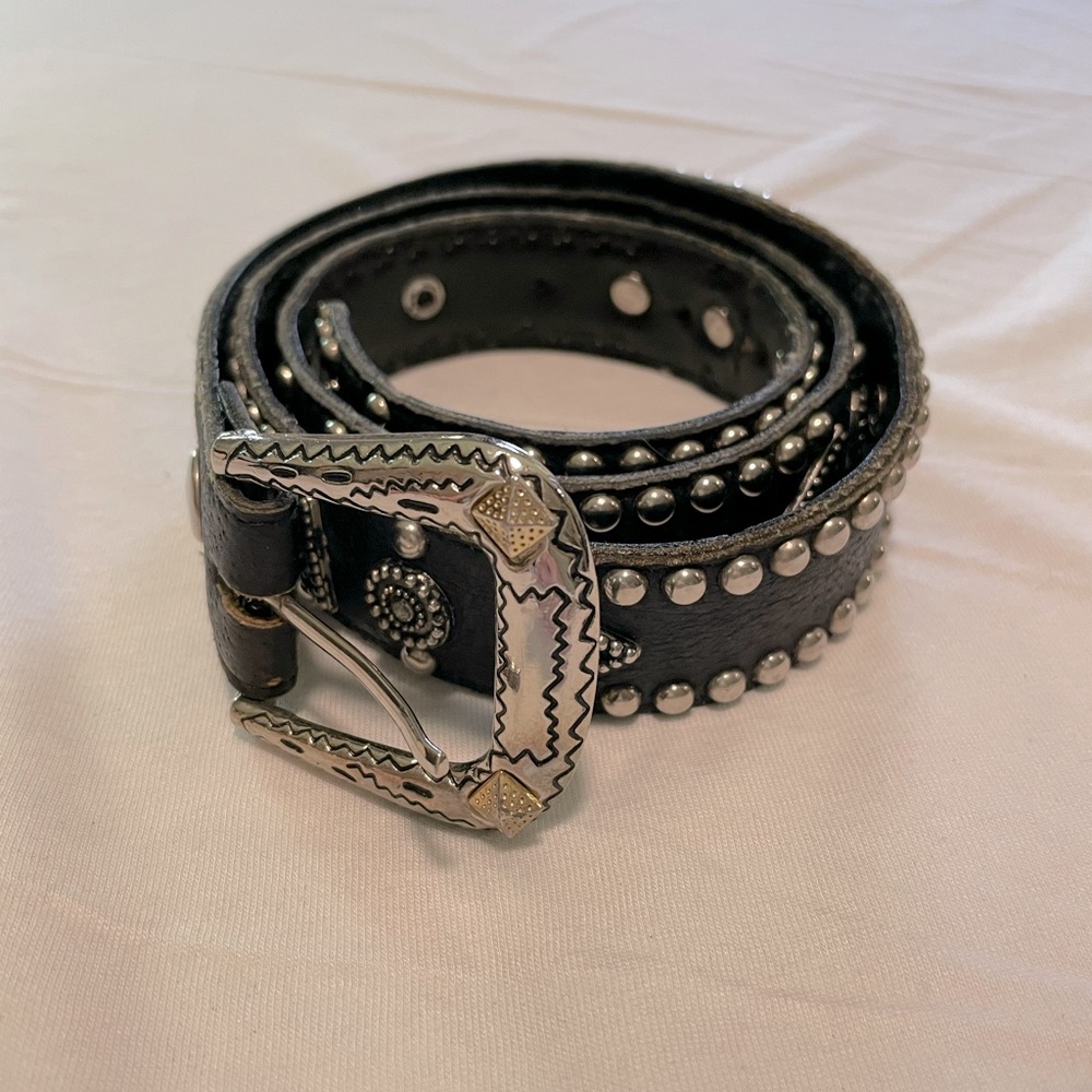 Western black belt leather